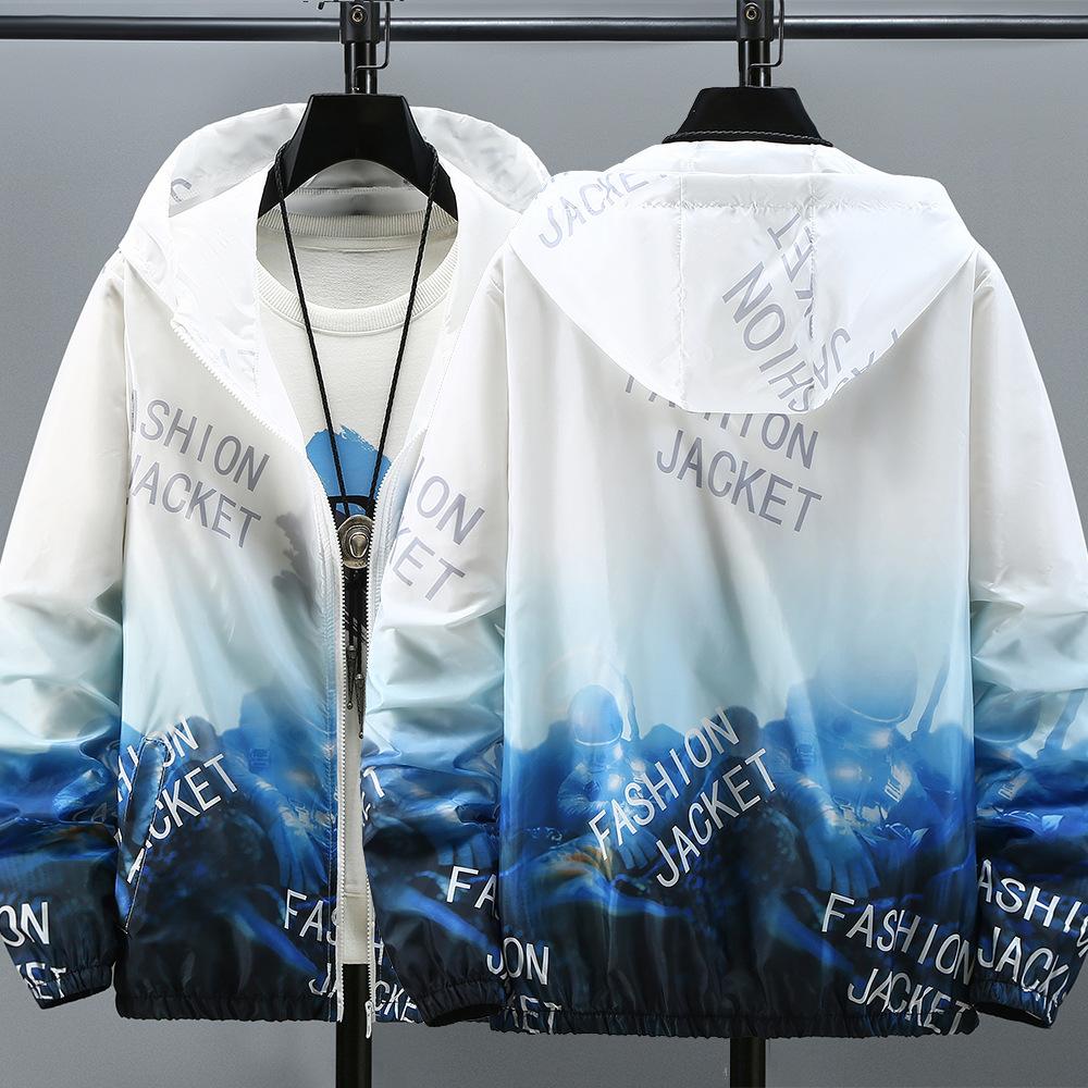 

Men s Summer Sun Protection Jacket: Lightweight, Breathable, Gradient Print, Hooded, Outdoor Fishing, Skin-Protective Trench Coat 7XL