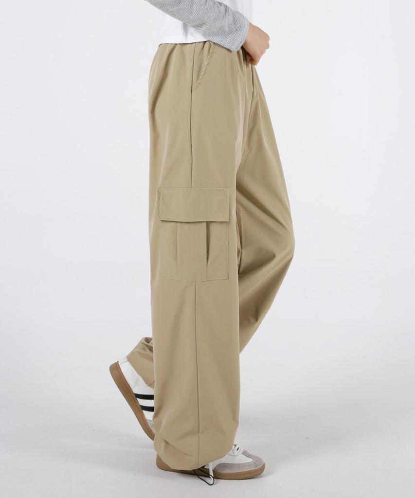 UMM Women'S Rustling Wide Cargo Elastic Waist Pants Adjustable Hem 3 Colors