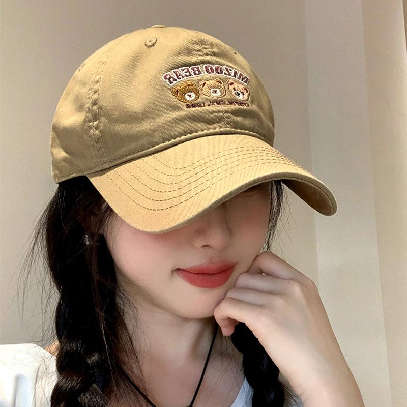 Bear embroidered baseball cap female sweet versatile sports cap, couple student face hat