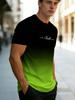 Men's "Reset" Script Print Gradient T-Shirt, Modern Black to Bright Green Color Transition, Casual Crew Neck Tee for Men