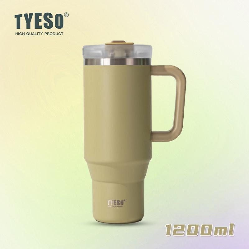 1200ml Tyeso Vacuum With Handle Bottle Stainless Steel Car Mug Straw Thermal Iced Travel Cup Tumbler Hot Cold Water Cup