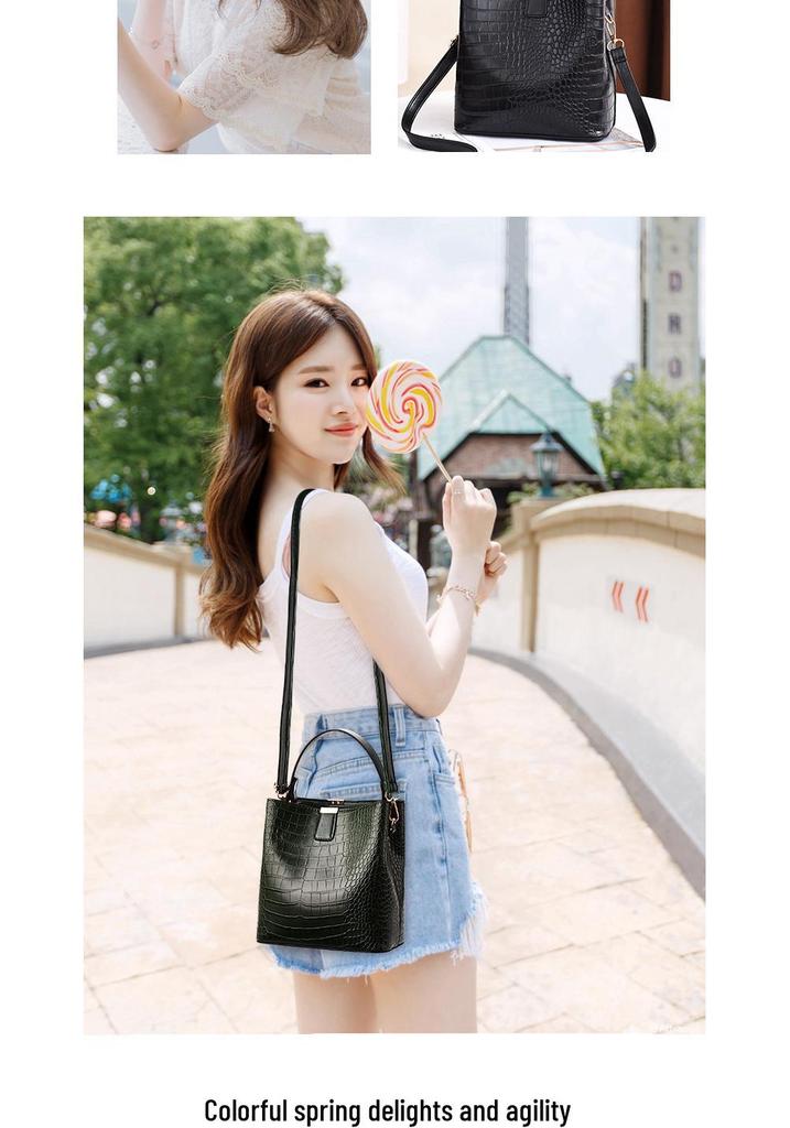 2026 Embossed Crocodile Pattern Women's Shoulder Bag – Stylish, Elegant Bucket Handbag