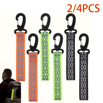 2/4Pcs Reflective Straps Pendant Keychain For Outdoor Camping Night Running Cycling Backpack Safety Lightweight Bright Keyrings