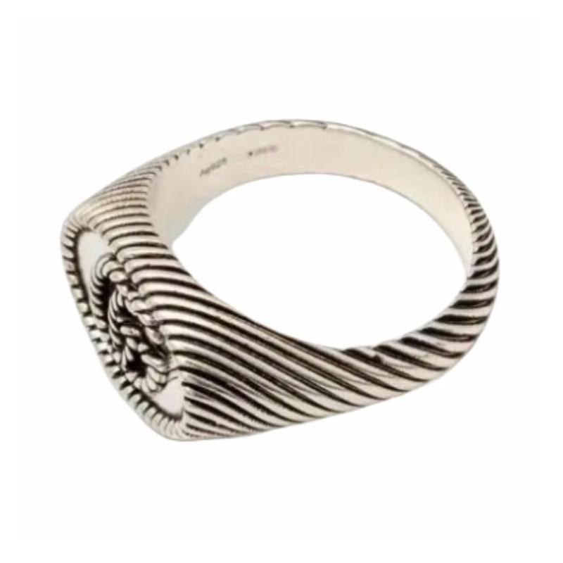 Gucci ring Double G Retro Distressed Silver Jewelry Shiny 925 Silver Men and Women Silver 22 серебряный