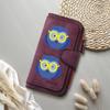 Cute Owl Print Women Long Wallet Fashionable Leather Card Holder Portable Casual Daily Purse