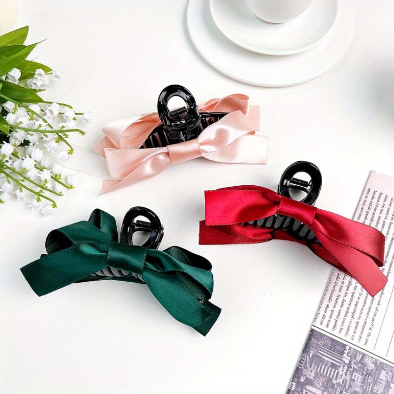 1pc Bow Hair Claw Clip Back of Head Half Tie Hair Clip Temperament Satin Hair Accessories for Women Girls
