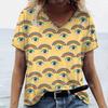 Summer Women Funny 3d Eyes Printed T-Shirt Sexy Anime Cartoon Funny V-Neck Fashion Short Sleeve Shirt Ladies Slim Plus Size Top