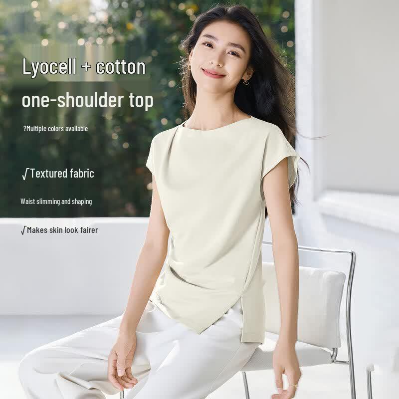 IHIMI Women s Off-Shoulder Slim Fit Textured T-Shirt 2XL