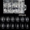 240Pcs/Box Half Matte XXS Almond Nail Tips Full Cover Soft Gel False Artificial Nails Extension Perfect for Extra Short Nail Beds