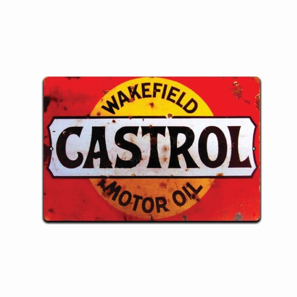 Öl Castrol Schild Motor CASTROL Vintage Metallschild ÖL Aluminium MOTOR Wakefield