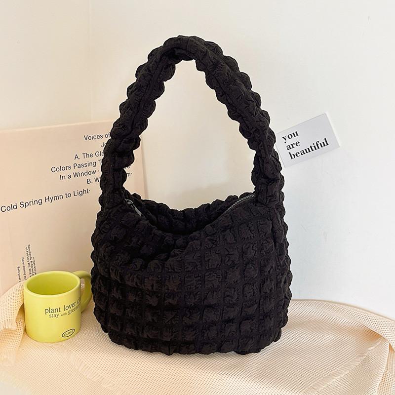 Trendy Women's Pleated Tote Bag For Everyday Use Available In Black Yellow Blue Pink