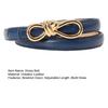 Imitation Leather Dress Belt Snap-On Bow-Shaped Buttons Multi Holes Adjustable Length Thin Waistband