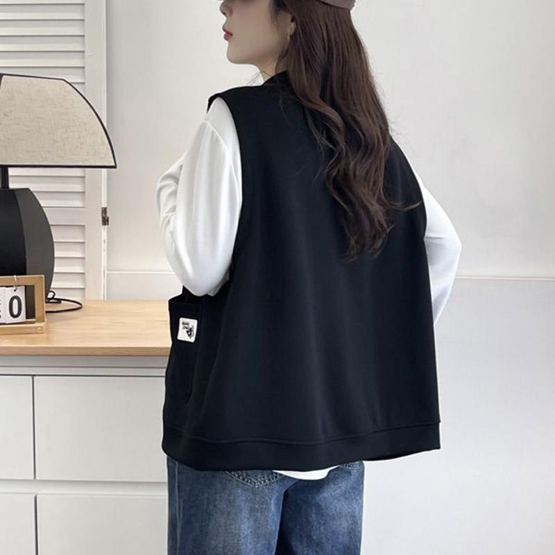 Vest for Women Cotton Autumn Winter Solid Color Vest Oversize Casual Loose-fitting Vest