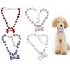 Adjustable Pet Necklace Cat Dog Crystal Collar Rhinestone Bone Pendant Cats Dogs Luxury Fashion Dress Up Decoration Accessories
