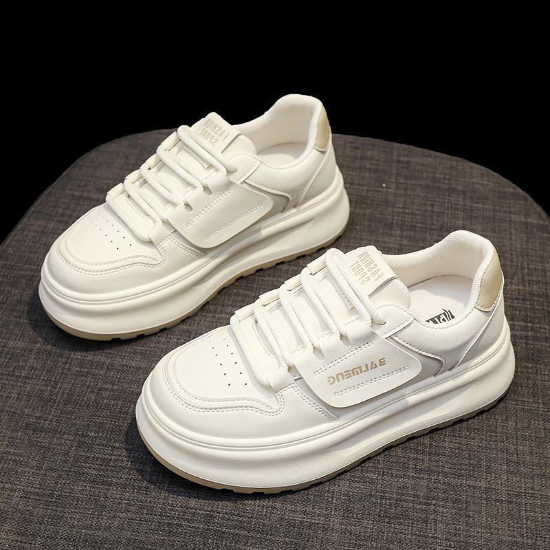 

Popular thick-soled muffin leather little white shoes women s 2025 autumn new Korean version of versatile breathable casual sports shoes 40