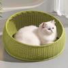 Imitation Rattan Cat House All Season Semi-Enclosed Pet Shelter Breathable Summer Cat Cave Cozy Woven Kittens Bed for Indoor
