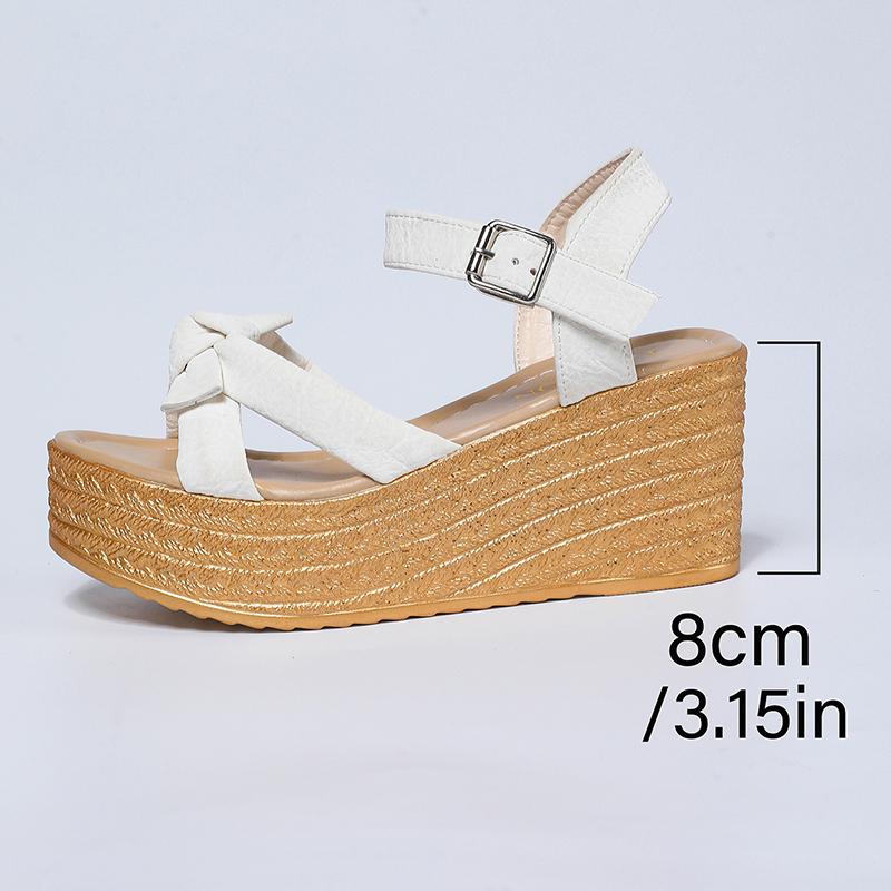 Thick Bottom Wedge Sandals Women White Cross Strap Chunky Platform Sandals Woman Summer Fashion Ankle Strap High Heel Sandalias