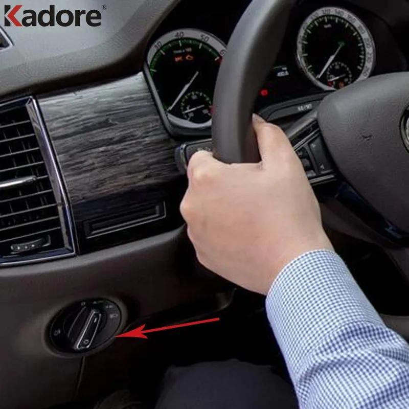 Car Head Light Lamp Switch Control Button Frame Cover Trim For Skoda kodiaq 2016 2017 2018   Matte Interior Accessories