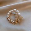 Women Fashion Butterfly Brooch Simple Elegant Pearl Inlaid Rhinestone Pins Accessories For Dress Shirt
