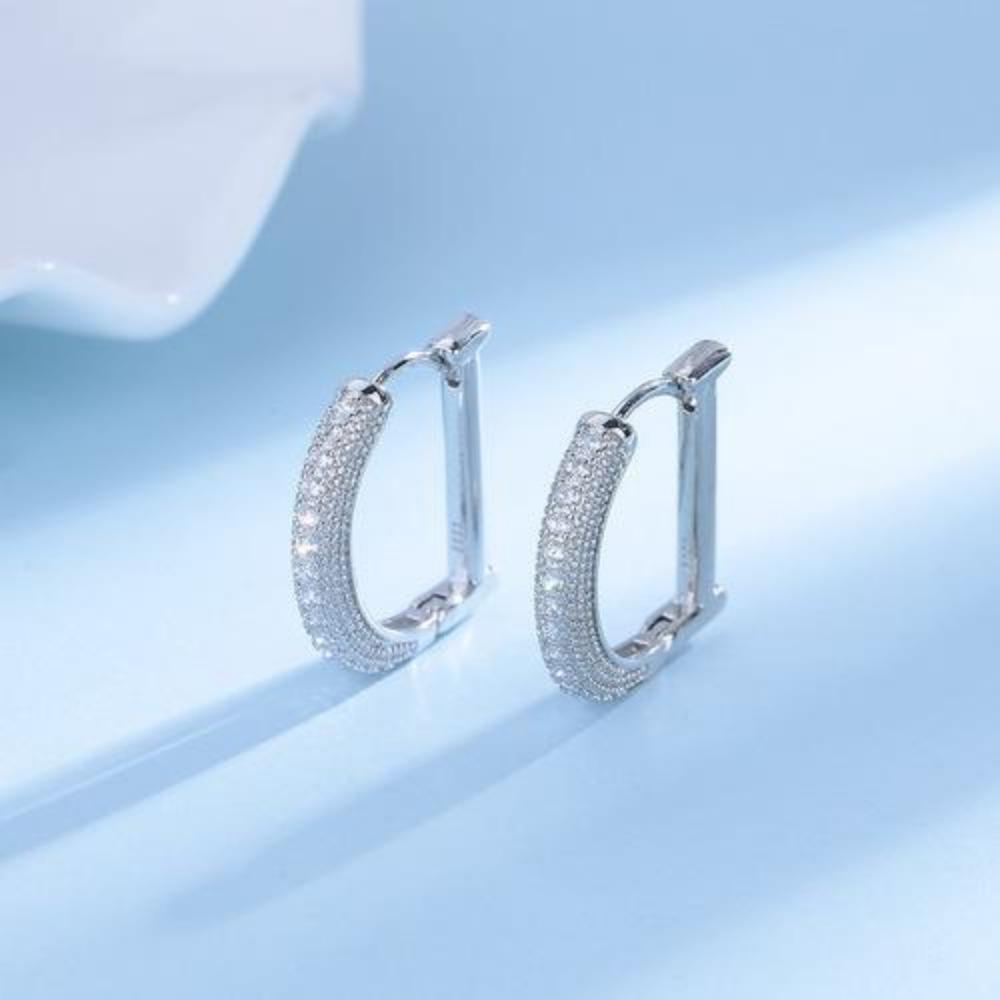 2025 Trendy Crystal Zircon Geometric Flower Rhinestone Hoop Earrings Classic Party Wedding Gift Zircon