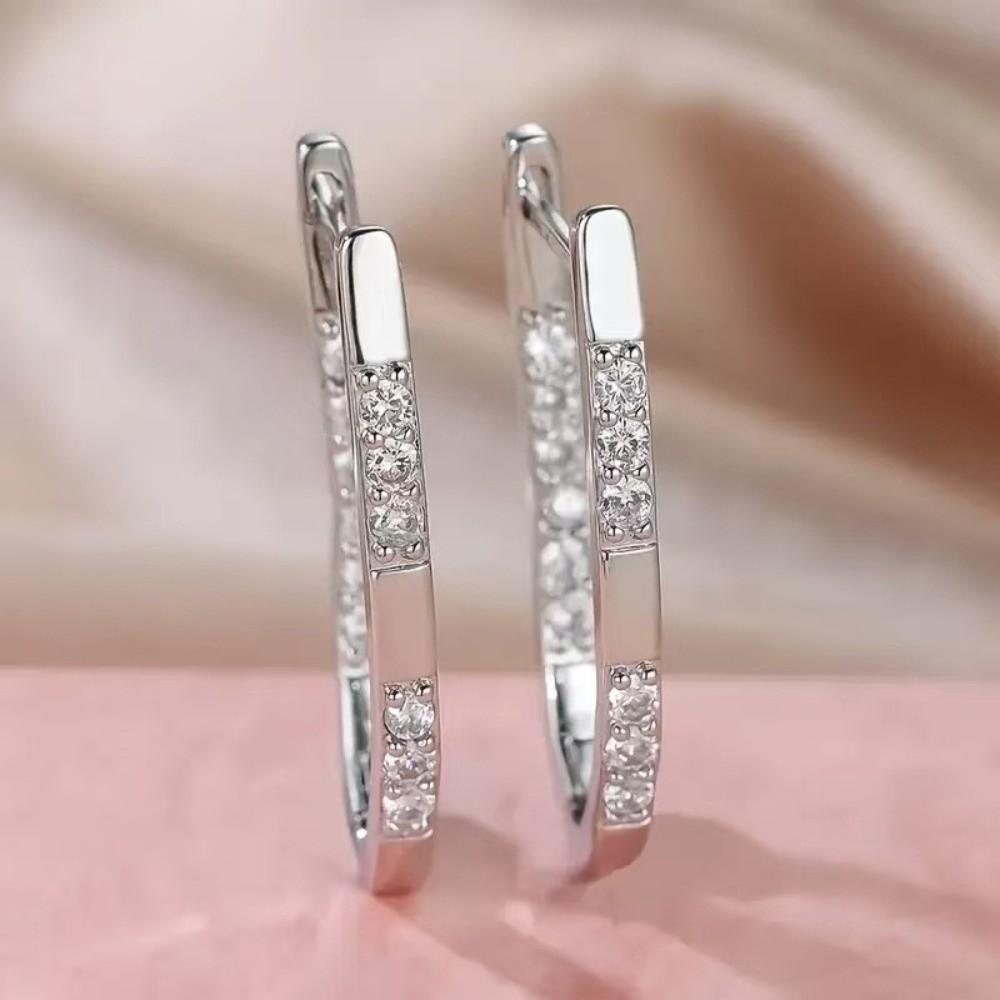 Trendy Accessory Zirconia Earrings V-Shaped Geometry Earrings Dangle Earrings Jewelry Accessory