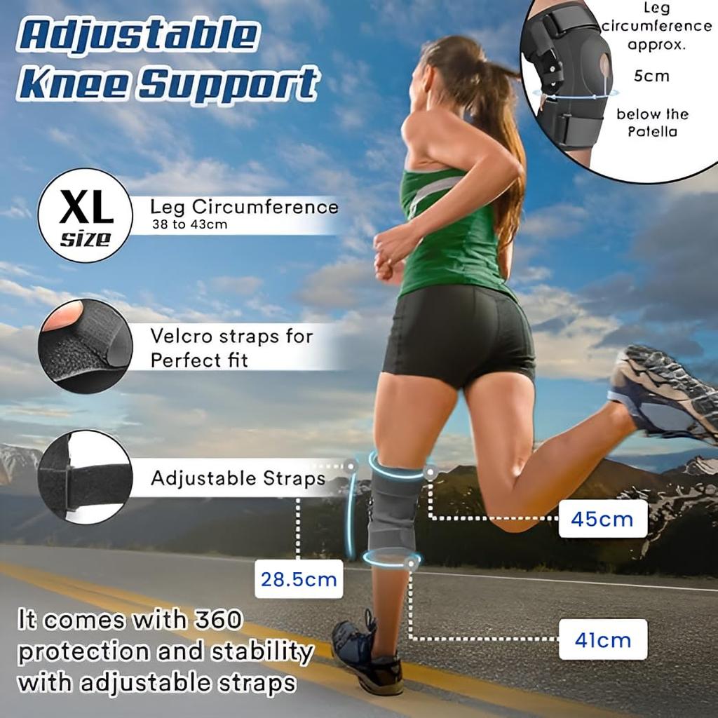 Ginocchiere Articolate Rotulee Ortopediche Per Dolore al Ginocchio Con Molle Compressione Stecca in Acciaio Rimovibile Supporto Ginocchiera