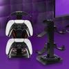 RGB Game Controller Holder 8 Lighting Effects Gaming Headphones Stand with 3 USB Ports Gamepad Display Rack for Switch PS5 Xbox