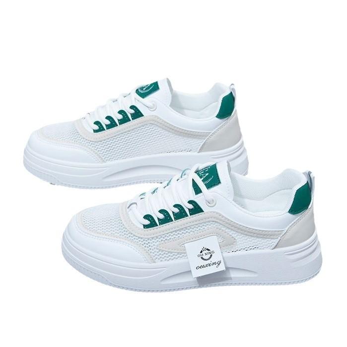 Little White Women's Shoes Summer Mesh Breathable Mesh Shoes Student Versatile Leisure Niche Sports Thick Baseplate Shoes