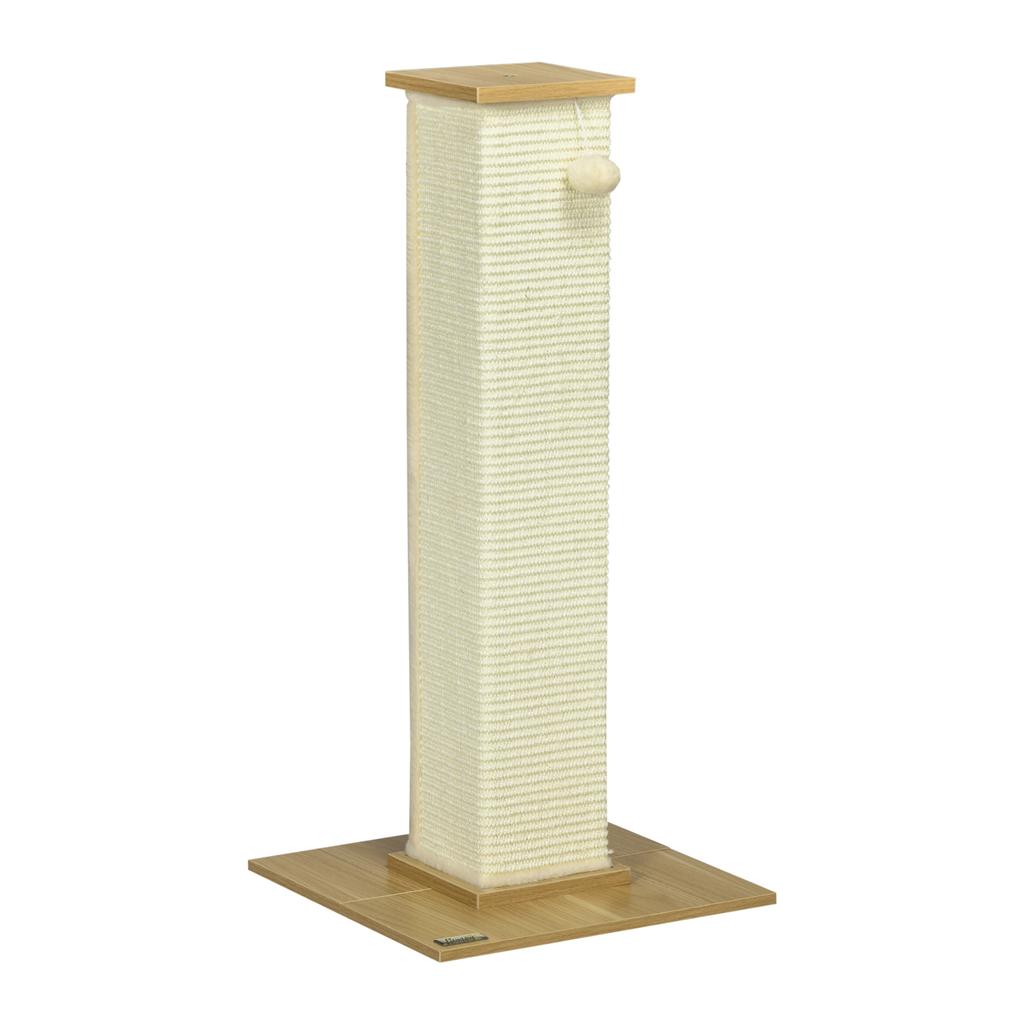 80cm Scratching Post, with Toy Ball, Sisal Rope - White