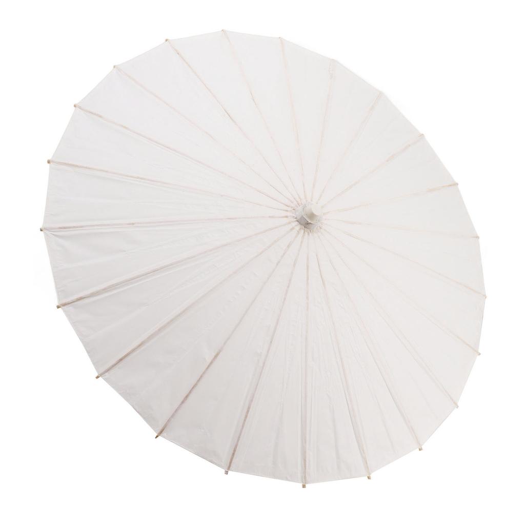 Papirparasoll for barn, bambus og papir i kinesisk stil, elegante hvite DIY-papirparaplyer for dekorasjon