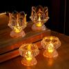 Battery Powered Candle Light Clear Lotus LED Electric Flameless Simulation Living Room Ambient Home Bedroom Anniversary Wedding Christmas