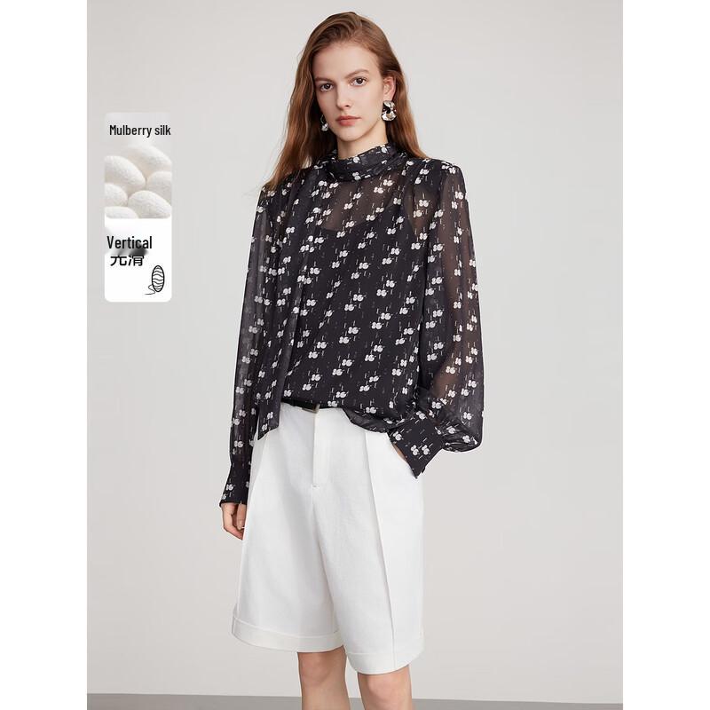 ELLE Women s Floral Bow-tie Blouse S