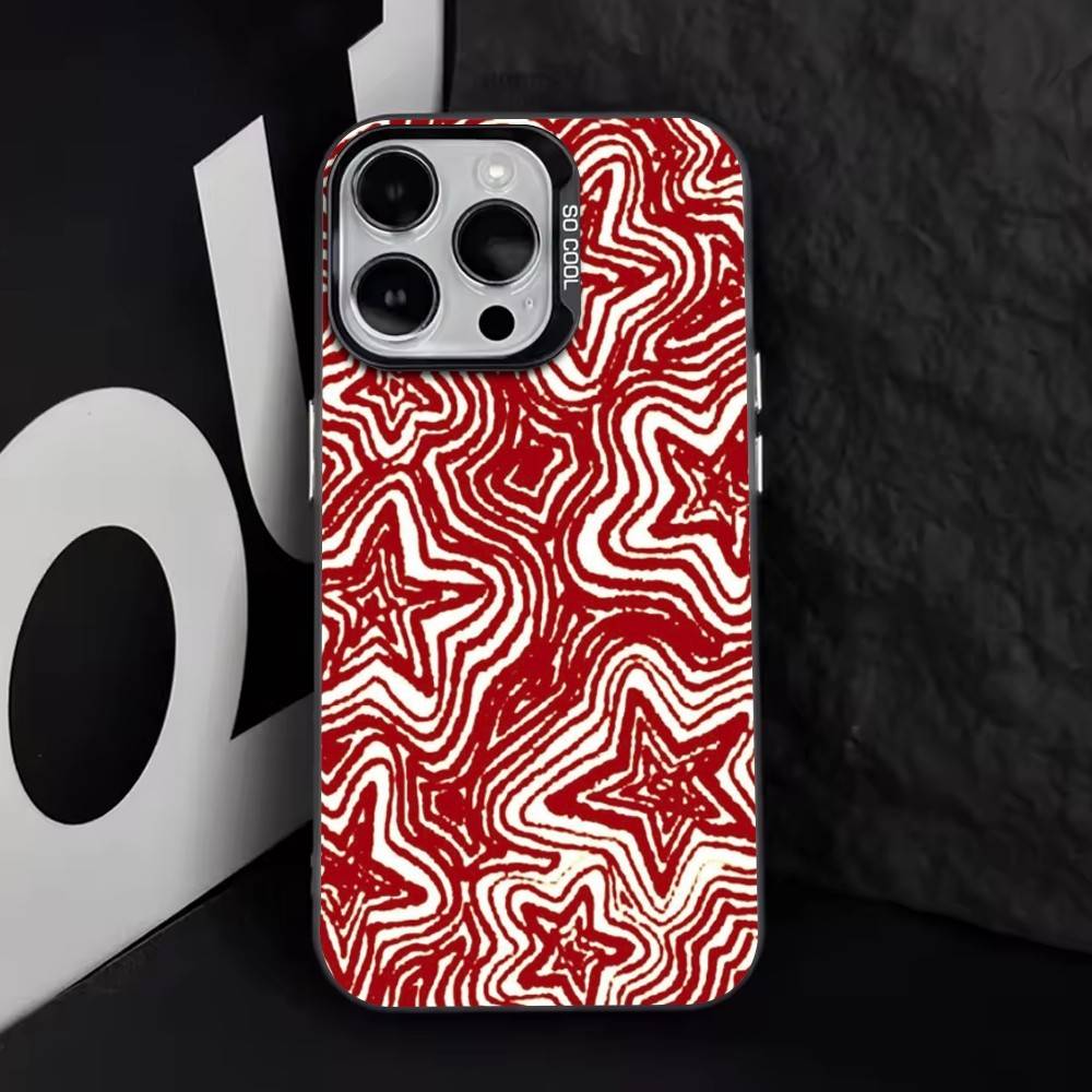 Minimalistischer Roter Stern Handyhülle Für iPhone 17,16,15,14,13,12,11 Plus,Pro Max,XS,Bunte Silber Schwarz Hülle