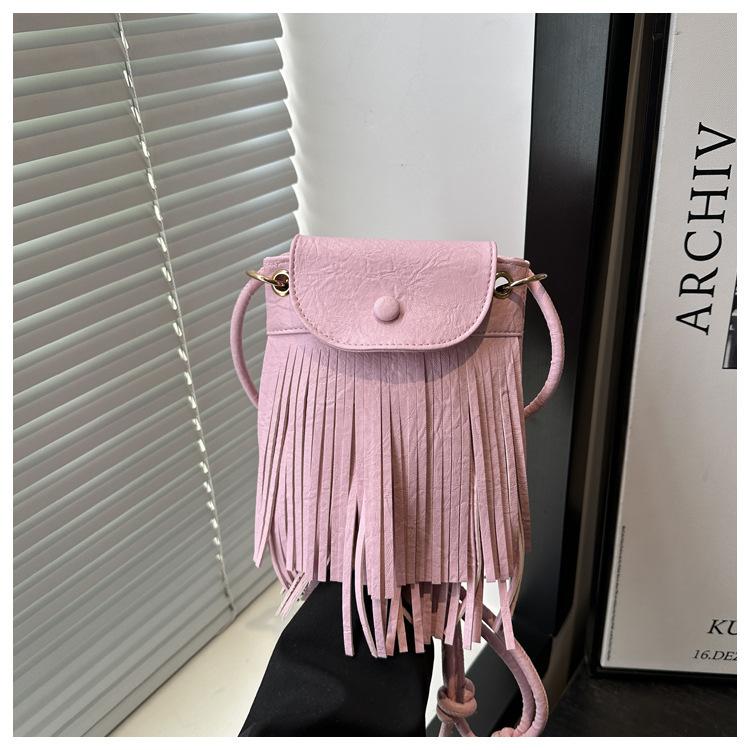 

Новая нишевая американская ретро сумка из искусственной замши с бахромой для мобильного телефона, женская на плечо, через плечо, маленькая квадратная сумка, сумка в гонконгском стиле