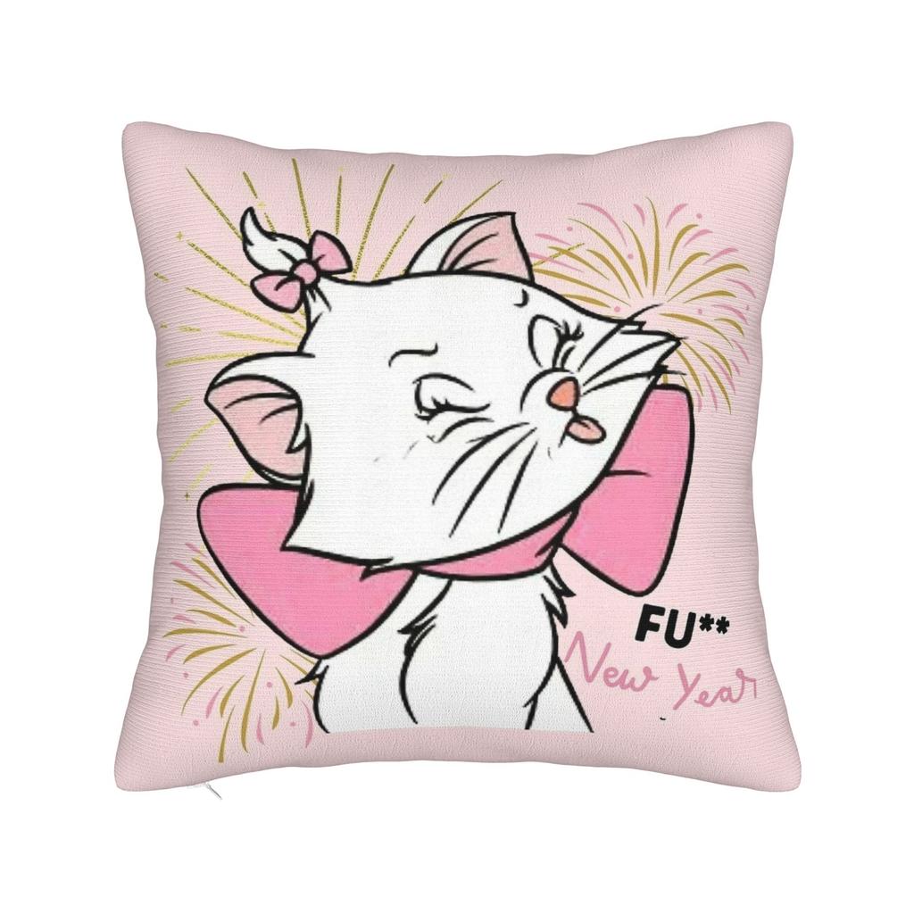 Marie Cat Inspired  Square Pillow Case Cushion Cover Funny Polyester Decor Pillowcase for Sofa 45x45cm