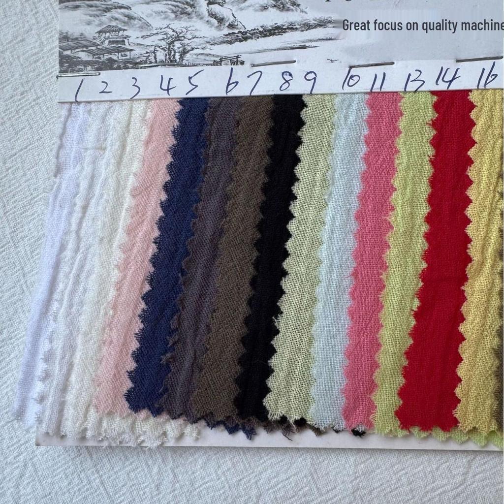 100% Cotton Crinkle Gauze Fabric with Crinkle and Gauze Print