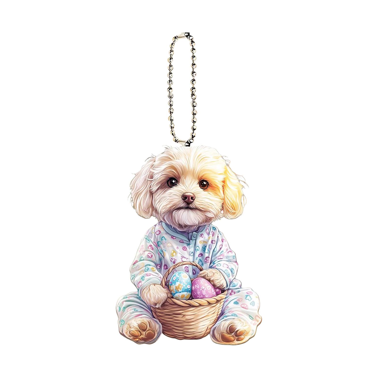 

Acrylic 2D Flat Easter Dog Car Decoration, Animal Pendant Decoration