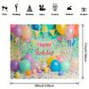 Happy Birthday Photo Booth Background Cloth - Bright Balloon and Cake Patterns, for Ladies' Celebration Parties