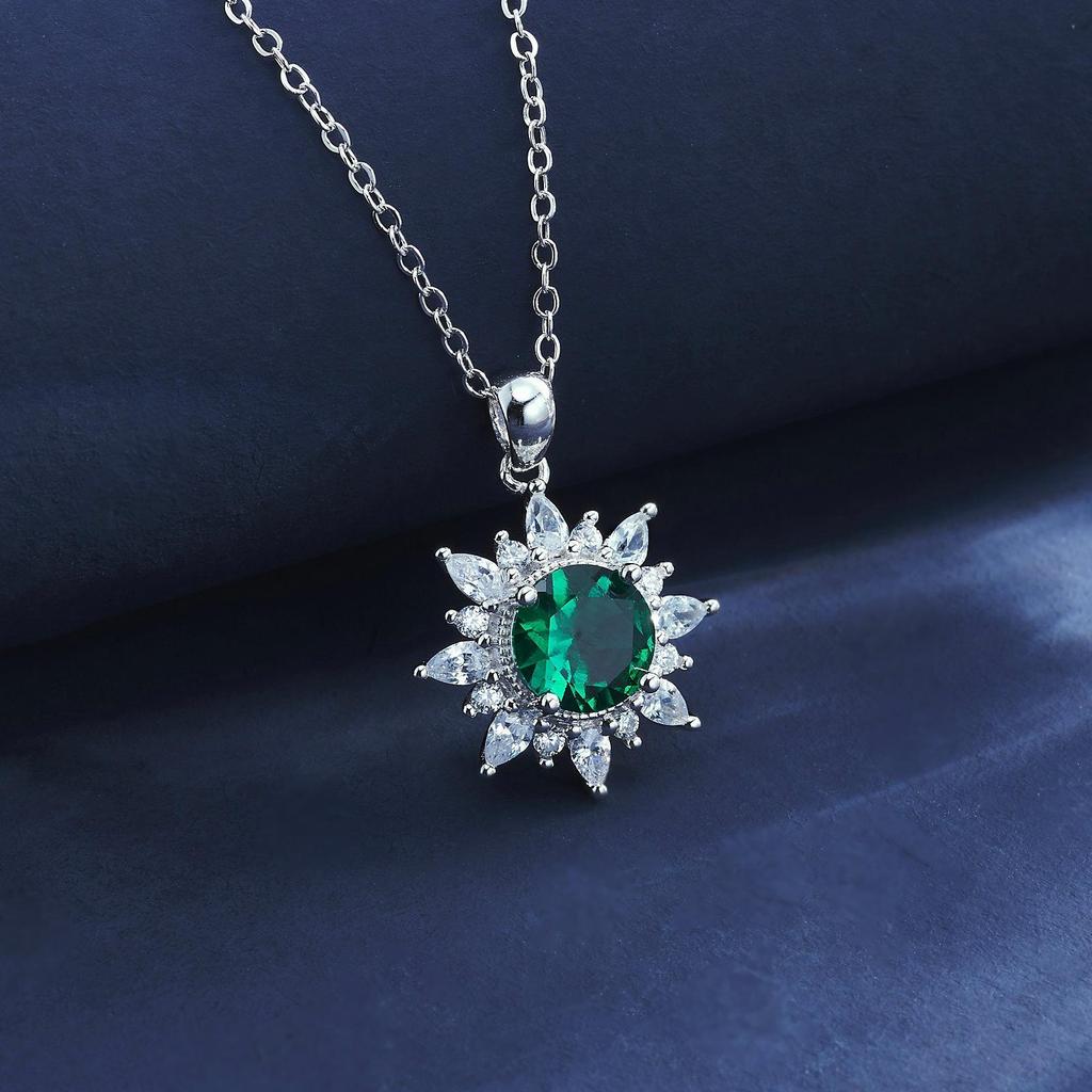 Zhou Hengfu s925 Emerald Necklace for Women - Elegant Simple European-American Design