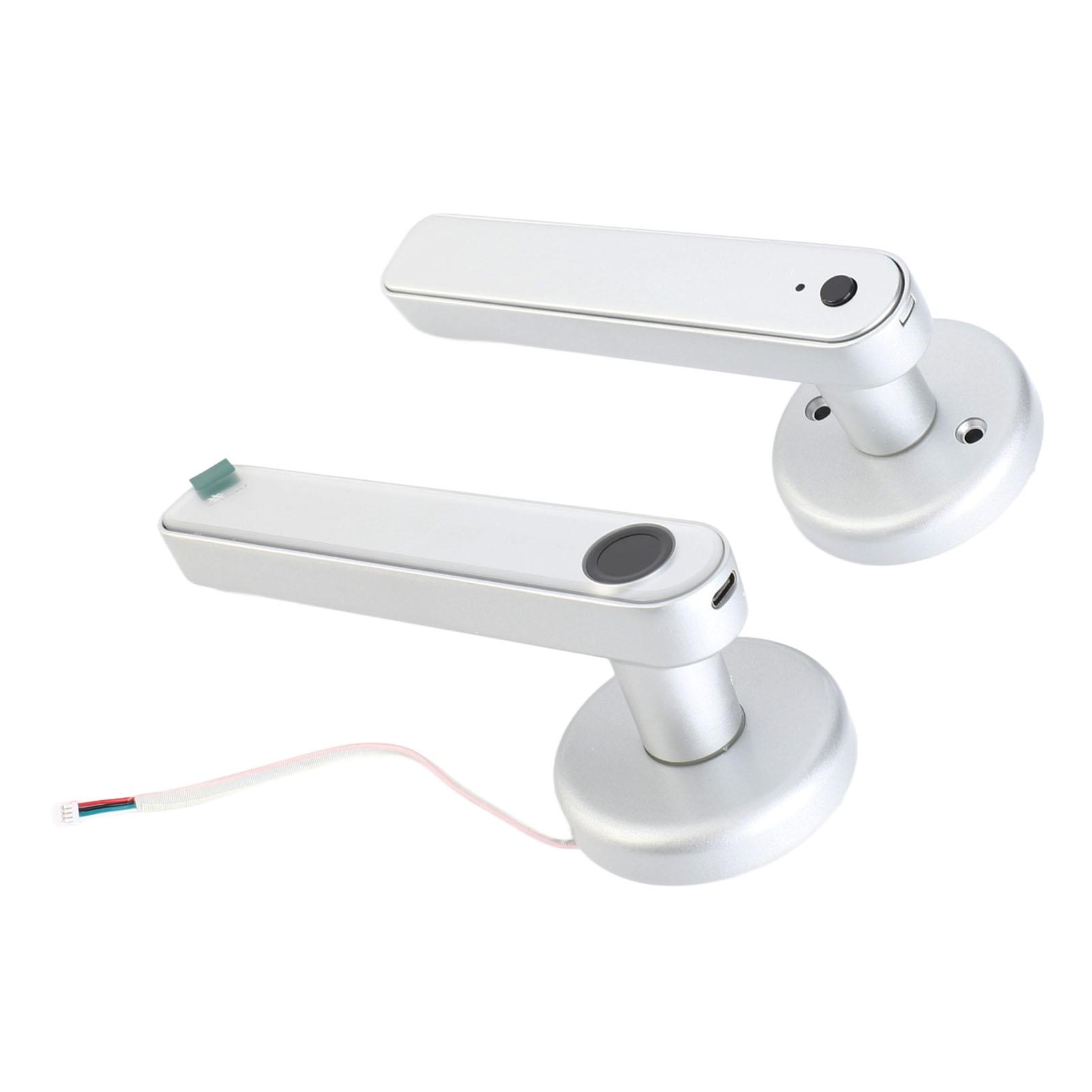 

Smart Door Lever Lock Fingerprint Password Key Unlock Keyless Entry Door Lock for Home Bedroom Hotel Office серебряный