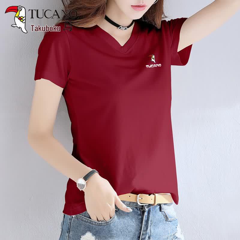 Woodpecker Women's V-Neck Cotton T-Shirt