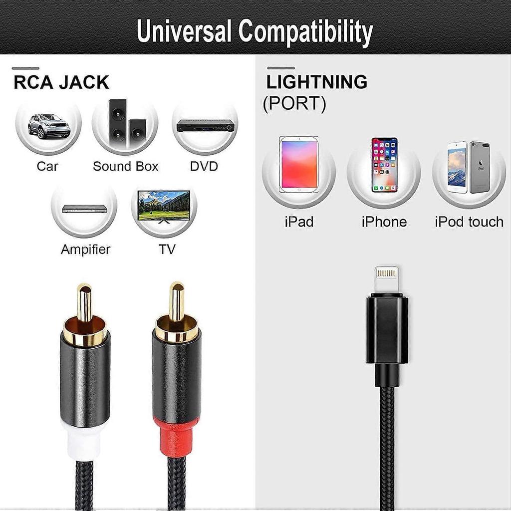 [Certificato Apple MFi] Cavo da Lightning a RCA Adattatore Audio Aux Splitter a Y 2 Maschi
