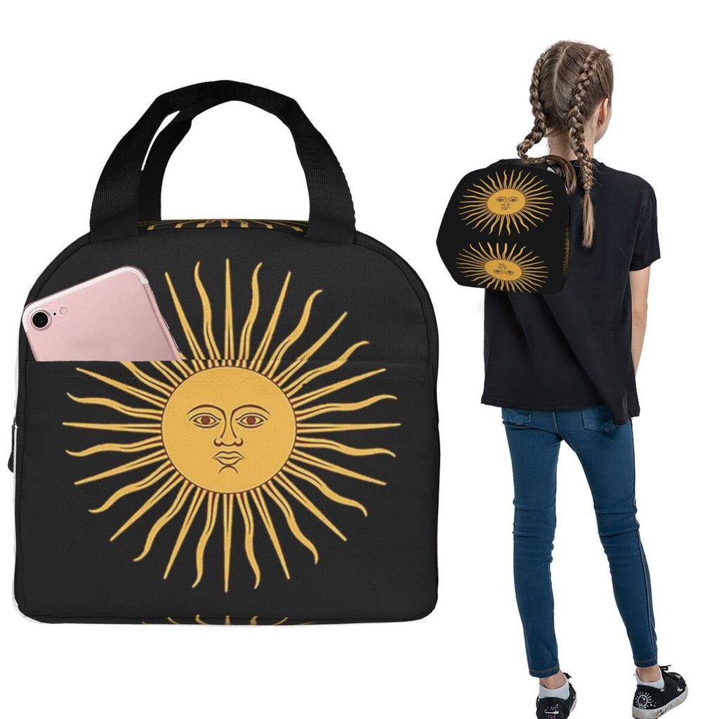Sun Of May Flag Of Argentina Insulated Lunch Bag for Women Kids Portable Food Boxes Thermal Lunch Box Tote