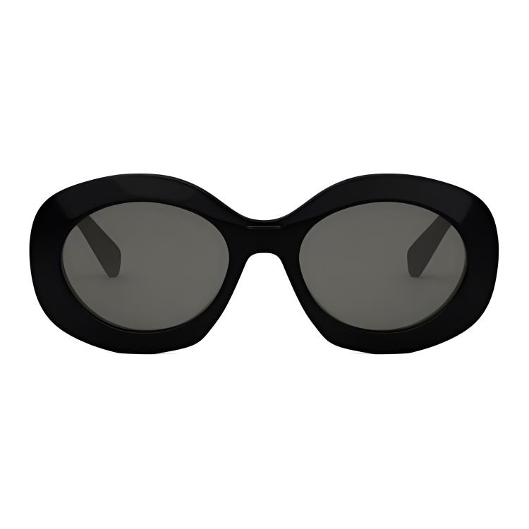 Celine Logo Oval Sunglasses Women Sunglasses Black CL40292U01A