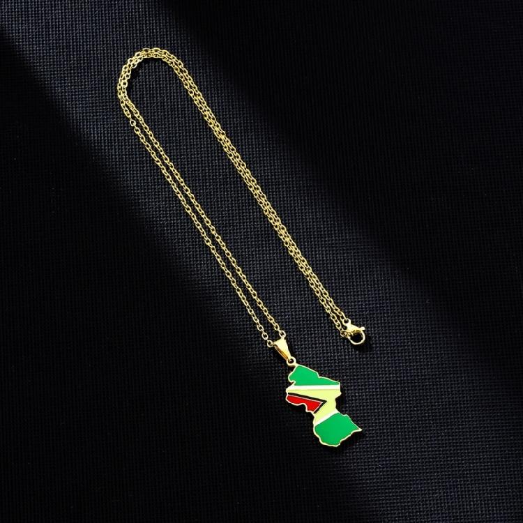 Vintage Guyana Map Necklace Simple Flag Symbol Necklace Statement Jewelry