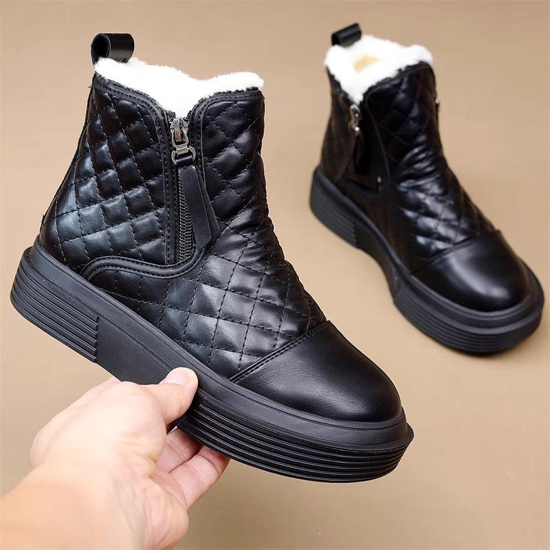 

Европейские и американские зимние ботинки для женщин 2024 года, новые бархатные и утолщенные ботинки на толстой подошве Zapatillas De Mujer Trafza 40 чёрный