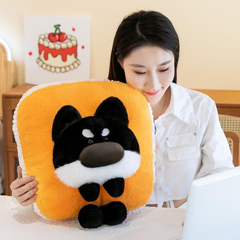 Toast Cute Dog Plush Toy Children's Ink Dog Throw Pillow Girls Office White Dog Cushion Home Pillow Sleeping Pillow