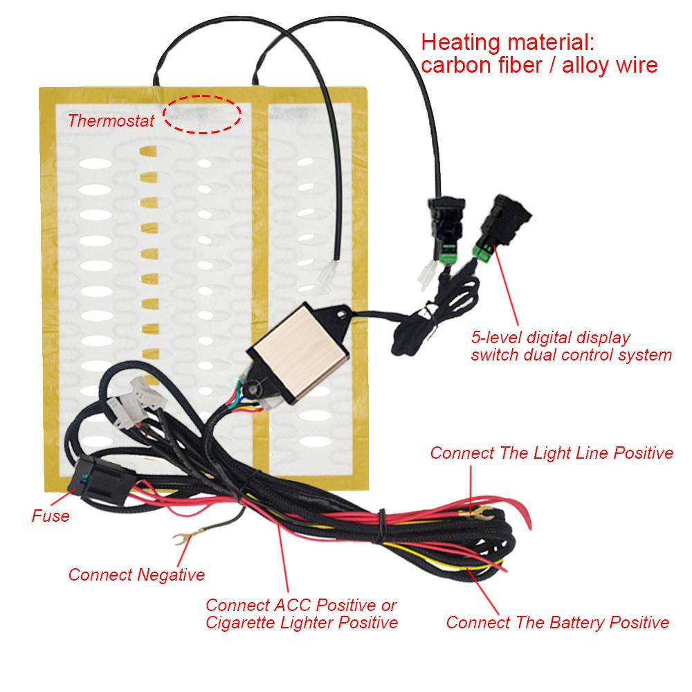 Alloy Wire/Carbon Fiber Heating Pad Car Seat Heater Kit Fit 2 Seat 3-level Switch For Toyota Camry Corolla RAV4 LEVIN Highlander