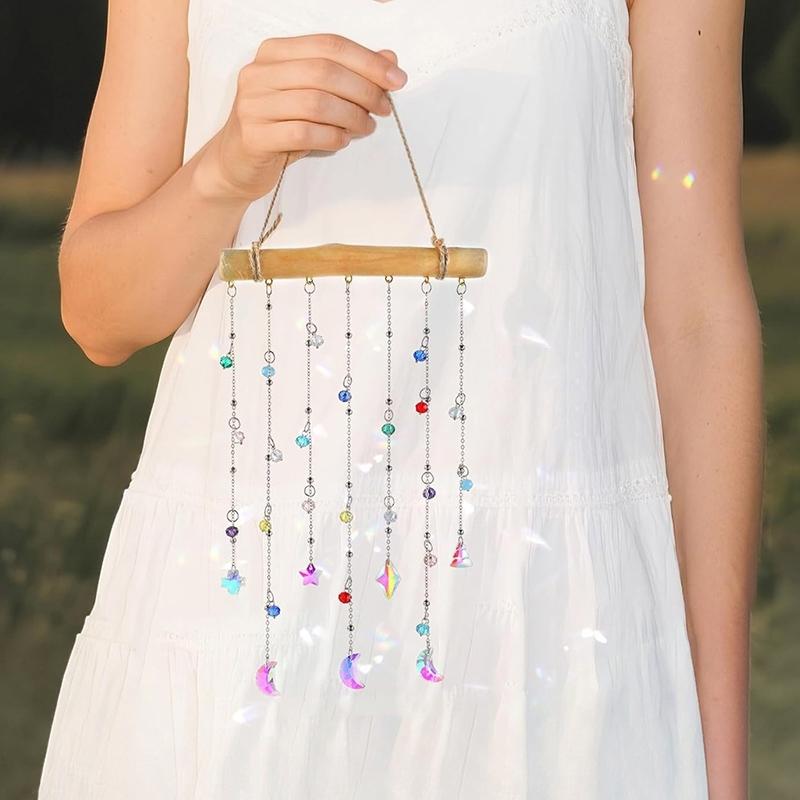 Crystal Wind Chimes Rainbow Suncatcher Window Wind Bells Crystal Hanging Pendant Outdoor Home Garden Decorations