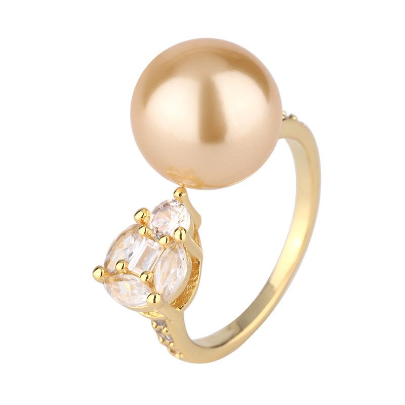 Bijoux Cuivre Plaqué Platine Perle Simple Vent Bague Quotidienne Femme 12Mm